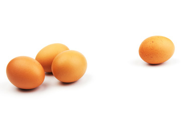 Brown chicken eggs, isolated on white background.