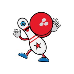 Vector illustration of cartoon bowling character