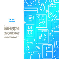 Smart home banner template in line style with place for text