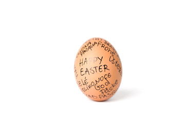 Natural egg with different language Easter wishes