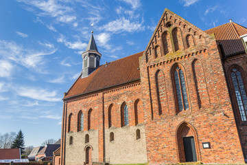 Fototapeta na wymiar Historic Stefanus church in small village Holwierde, Netherlands
