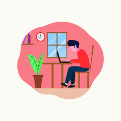 Illustrations work from home to avoids COVID-19 virus