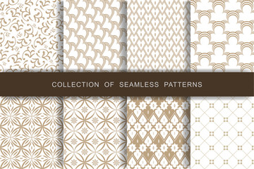 8 Seamless Patterns Set. Vector illustration. Textile printing.