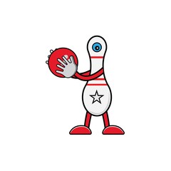 Vector illustration of cartoon bowling character