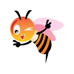 Obraz premium Vector illustration of cartoon bee character