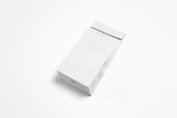 White blank Paper Package Mock-up for dry products on white background.High resolution photo.