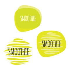 Smoothie icon set. Green vector sign isolated. Illustration symbol for drink, product sticker, package, label, healthy eating, design element