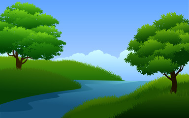 Obraz na płótnie Canvas landscape with trees and water