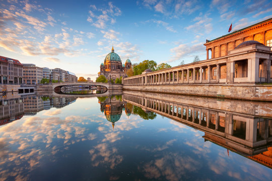Berlin, Germany. Image of Berlin Cathedral and Museum Island in Berlin during sunrise.	
