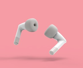 Minimalism earphones 3d illustration  render