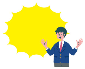 学生　男の子　驚き　衝撃