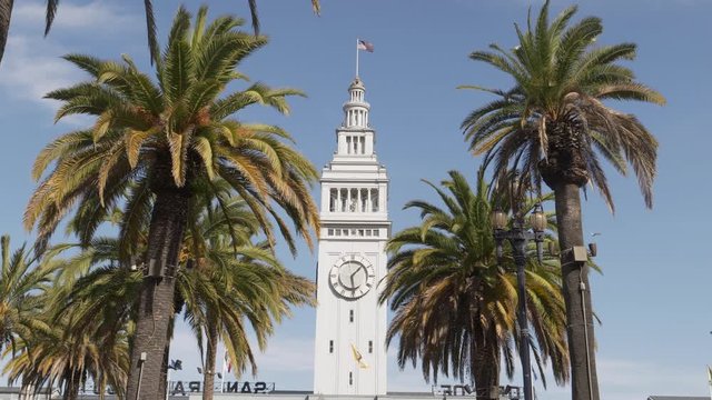 close up of the clock tower of the san francisco ferry building in northern california, usa