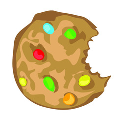 chocolate colourful bite chip biscuit cookie symbol sugar sweets isolated on white background