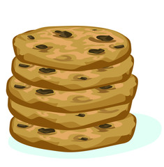 chocolate chip biscuit cookie symbol sugar sweets isolated on white background