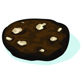 dark chocolate chip biscuit cookie symbol sugar sweets isolated on white background