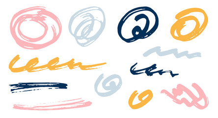 Hand drawn scribble doodle design vector elements.