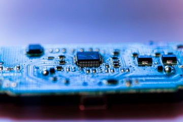 components on green printed circuit board