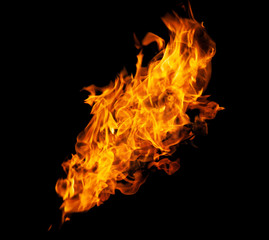 Fire and burning flame isolated on dark background for graphic design purpose