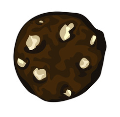 dark chocolate chip biscuit cookie symbol sugar sweets isolated on white background