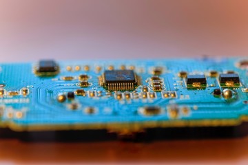 components on green printed circuit board
