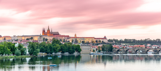 Fototapeta premium Prague old town and Castle sunset ,Czech Republic