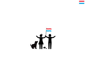 luxembourger children with national flag of luxembourg, future of luxembourg concept, sign symbol background, vector illustration.