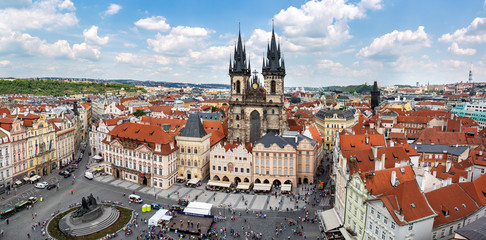 Aerial view of old town Square in Prague