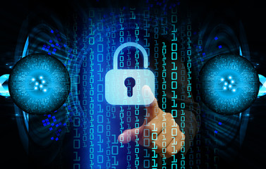 Closed Padlock on digital background, cyber security