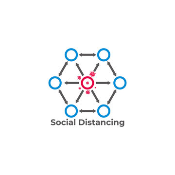 corona virus pandemic social distancing abstract design symbol vector