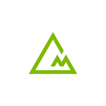 letter gm simple geometric mountain triangle line logo vector