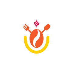 Obraz premium coffee bean simple spoon fork geometric design food symbol logo vector