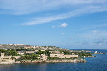 Fototapeta na wymiar Mahon / Spain 28.09.2015.Panoramic View of the Mola Fortress, Mahon