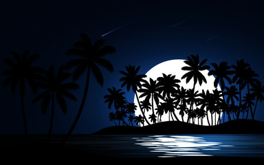 palm tree silhouette at night