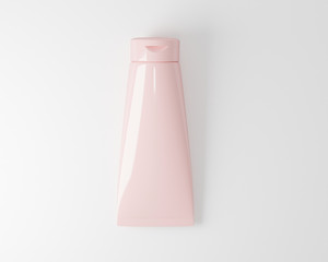 Blank pink pastel packaging tube for beauty spa medical skincare and cosmetic lotion bottle cream packaging product design mockup isolated on background with clipping path. 3d render