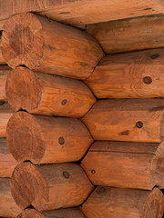  close-up of new log wall