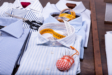 image of a tailor made tailored shirt in his studio
