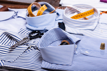 image of a tailor made tailored shirt in his studio