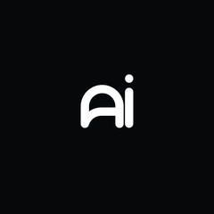Creative Professional Trendy and Minimal Letter AI Logo Design in Black and White Color, Initial Based Alphabet Icon Logo in Editable Vector Format