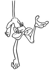 Cute cartoon monkey chimpanzee. Vector illustration of a monkey outlines. Design for coloring book