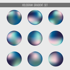 Abstract gradient hologram orb set design element background. illustration vector eps10