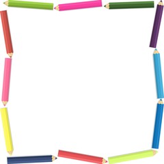 vector illustration of colored pencils set in frame isolated on white background with space for texts ,concept colorful for template, banner, web, backdrop
