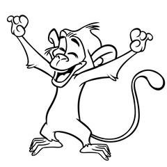 Cute cartoon monkey chimpanzee. Vector illustration of a monkey outlines. Design for coloring book