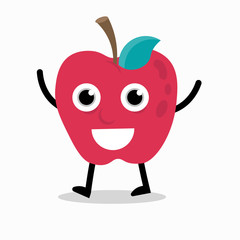 vector graphic apple happy character dark red color