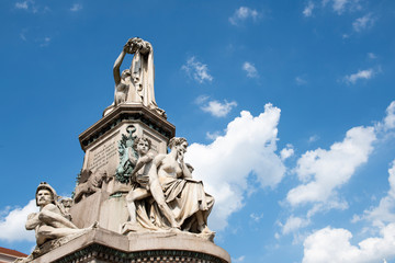 Fototapeta na wymiar The statue of the italian politician Camillo Cavour in the Carlo Emanuele II Square
