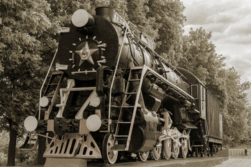 The locomotive-monument L-3291. Powerful, beautiful Russian locomotive