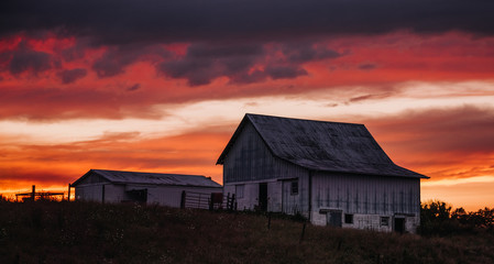 Barn at sunset