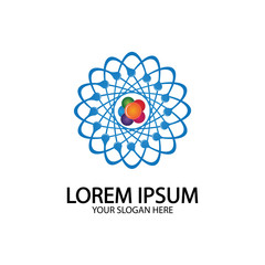 Atom Icon. Science sign. Atom logo. Atomic symbol. Nuclear icon. Electrons and protons. Atom, icon, proton, vector, electron, quantum, ellipse, medicine, abstract, atomic, biology