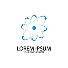 Atom Icon. Science sign. Atom logo. Atomic symbol. Nuclear icon. Electrons and protons. Atom, icon, proton, vector, electron, quantum, ellipse, medicine, abstract, atomic, biology