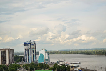 buildings by the river, multi-story buildings, river
