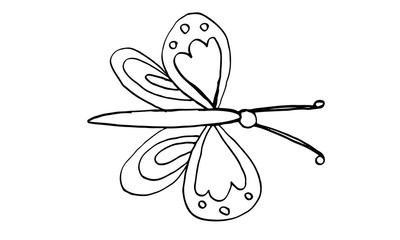 Beautiful colorful butterfly isolated on a white background. Hand drawing line vector sketch